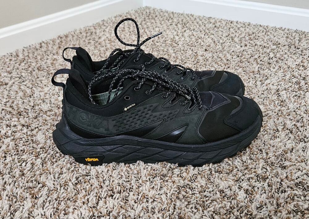 HOKA Anacapa Low GTX Men’s 10 D Black Gore-Tex Vibram Hiking Shoes 1122017